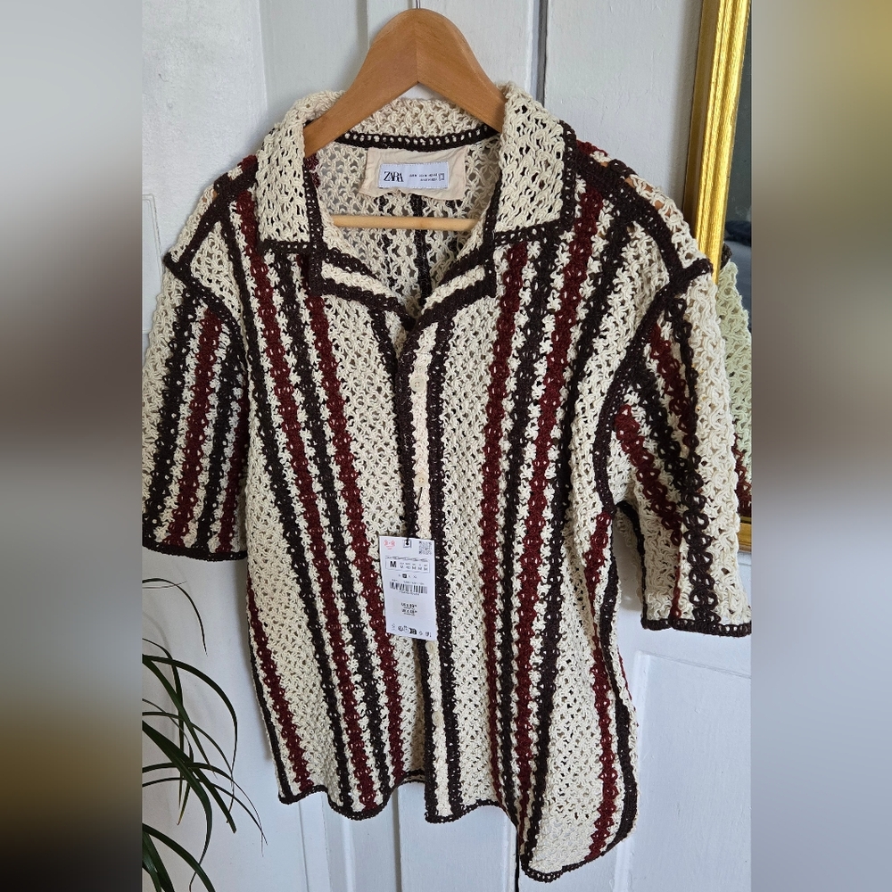 ZARA MEN crochet textured shirt